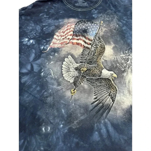 The Mountain Men's Blue Graphic Native American Eagle Tie Dye T-Shirt Size 2XL - Picture 2 of 4